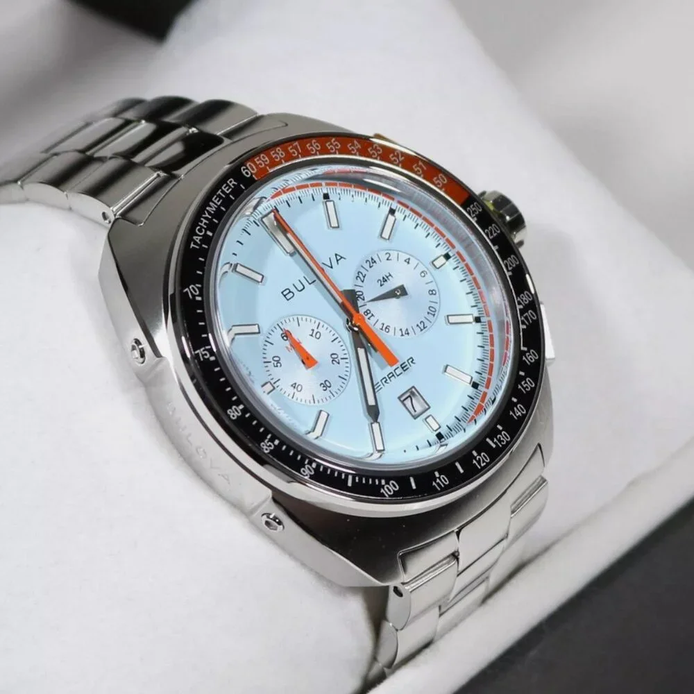 Bulova Men's Racer Watch Steel Blue